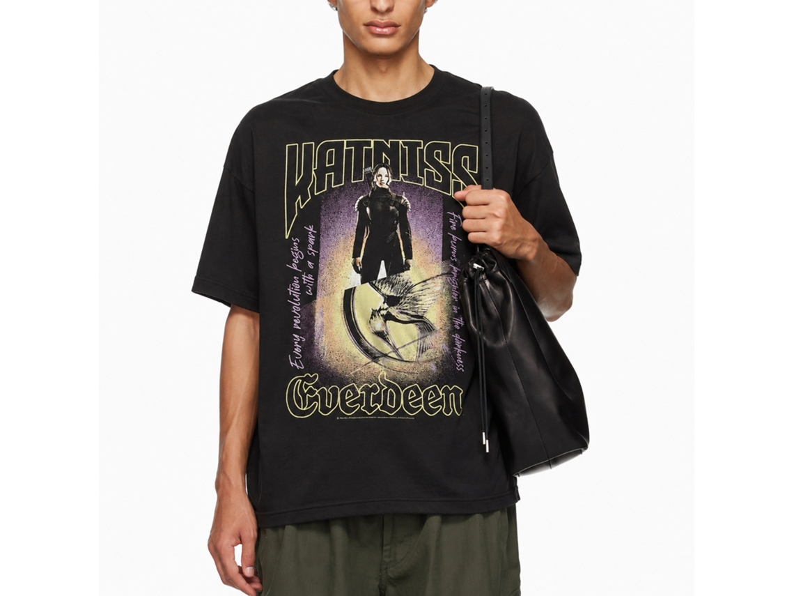Rockinstone Hunger Games Movie Katniss Everdeen Black Adult T-shirt Size:xxl
