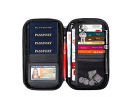 Porta-passaporte De Viagem Em Couro Pu Impermeável Com Zíper, Porta, Dinheiro E Porta, Cartões