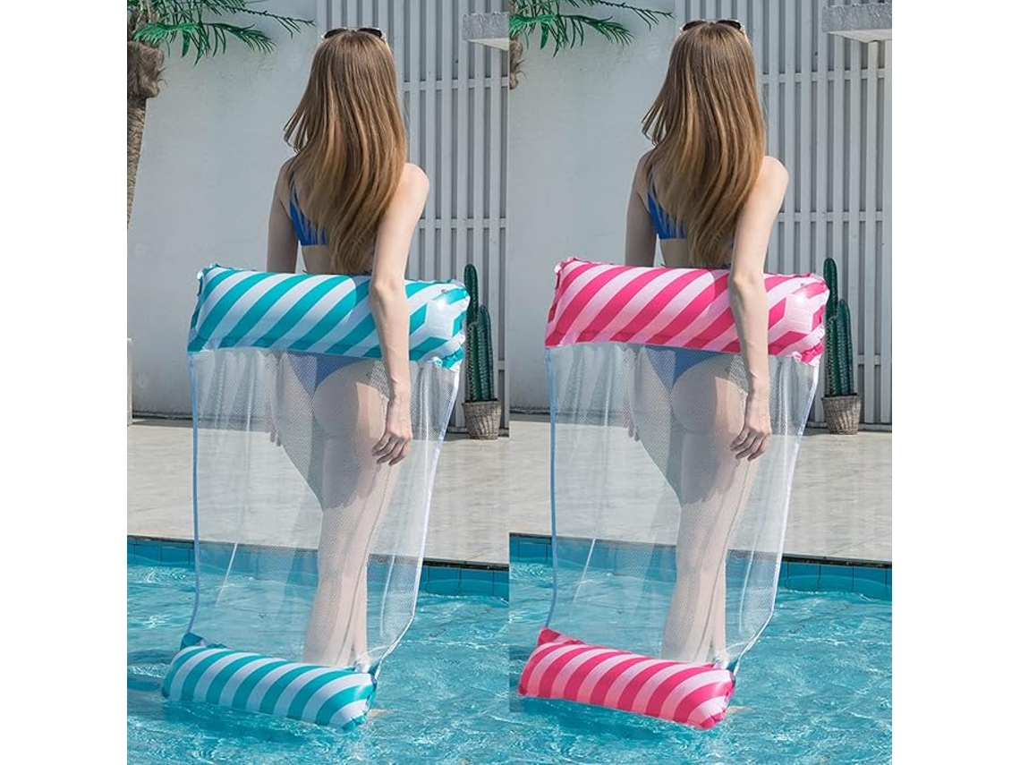Rede Inflável Flutuante Azul E Rosa, Boia Multifuncional