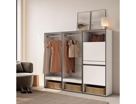 Roupeiro Aberto 180X145X35 Cm para Quarto Dormitório Sapateira Branco SKRAUT HOME