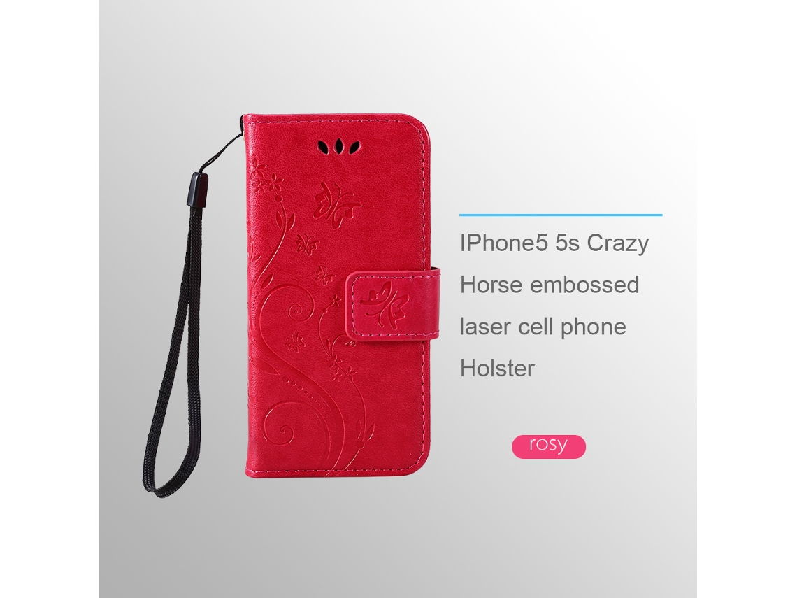 Coldre para telefone com embossamento de cavalo louco EOOCOO