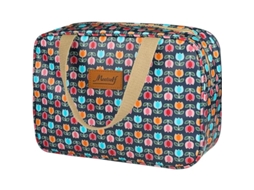 Bolsa De Maquiagem Portátil Floral Com Zíper Organizador De Cosméticos Resistente À Água