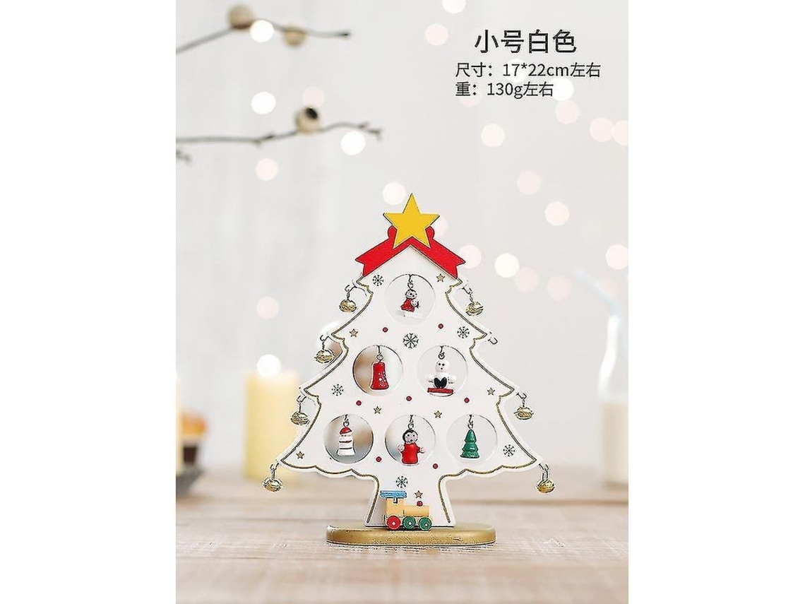 Árbol De Navidad De Madera Monolítico Pequeño Para Escritorio Decoración Diy Ventana Blanco