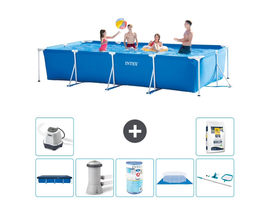 Intex Piscina Com Estrutura Retangular - 450x220x84 Cm - 8-peças S30270