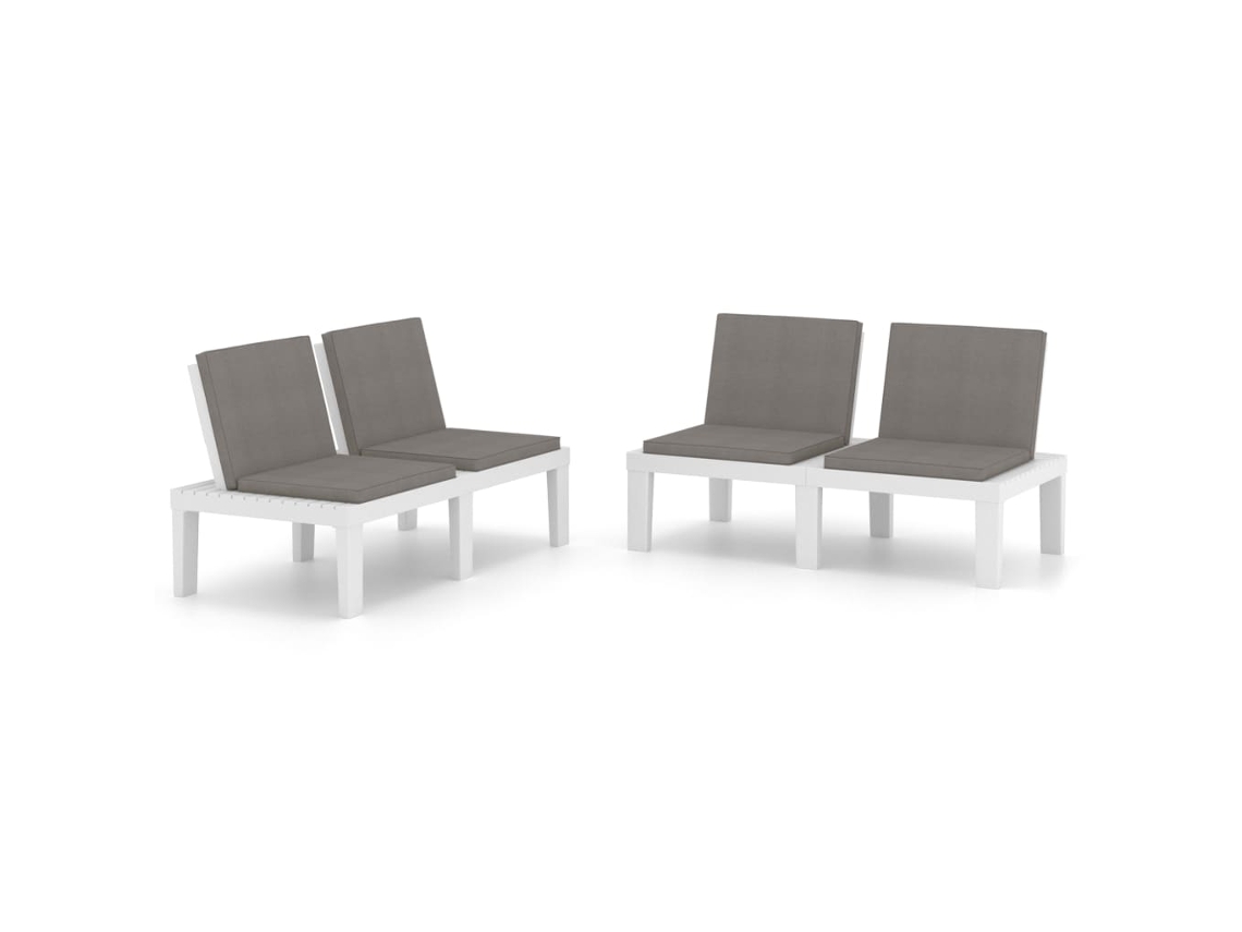 Maison Exclusive - Bancos De Jardim Com Almofadões 2 Pcs Plástico Branco