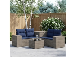 Vidaxl Conjunto De Sofás 6 Unid. Cinza E Azul Marinho