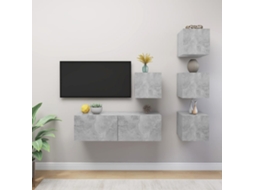 Vidaxl 5 Pcs Conjunto De Móveis De Tv Contraplacado Cinzento Cimento