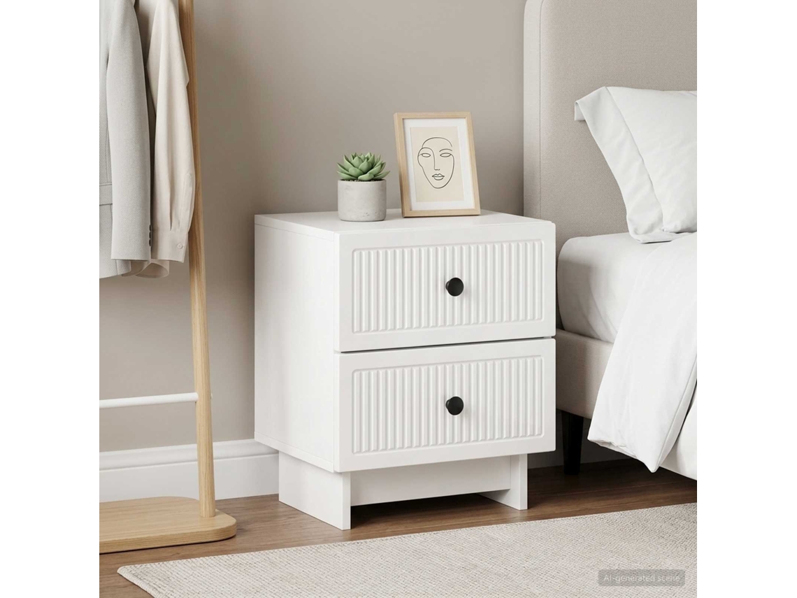 Vidaxl Armário De Cabeceira 2 Pcs Branco Brilhante 43 X 34,5 X 47,5 Cm