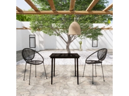 Conjunto 3 Peças De Jantar Para Jardim Preto Dkd Home Decor