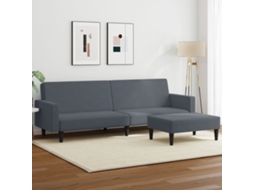 Sofá cama | Sofá da Sala | Sofá de Relaxamento 2 Lugares C/ Apoio de Pés Veludo Cinzento escuro HARLANV1
