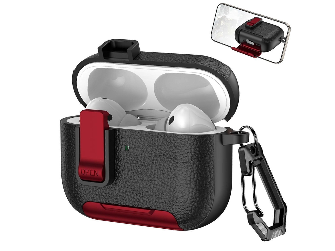 Capa Para Fones De Ouvido Sem Fio Airpods Pro 3 Com Textura De Couro, Com Gancho E Suporte.