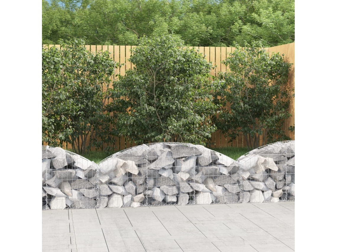 Vidaxl Cesto Gabião Arqueado 150x30x40/60 Cm Ferro Galvanizado