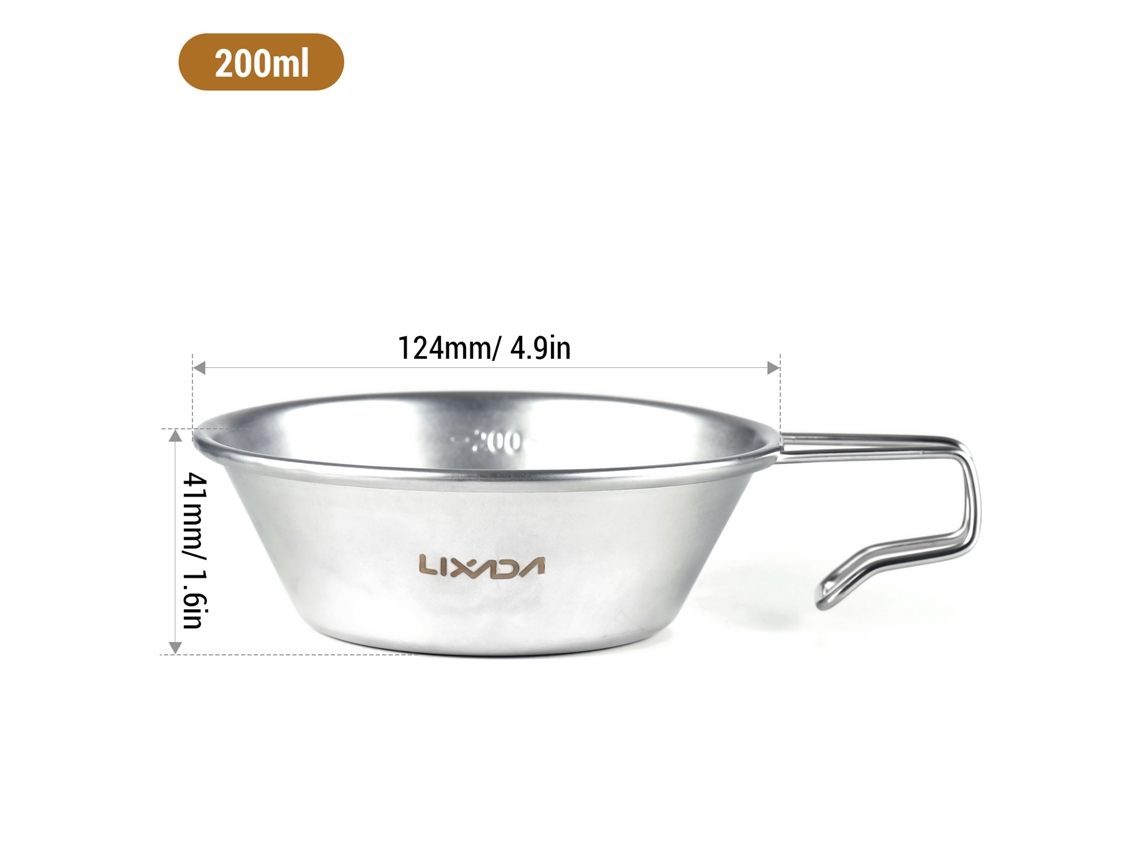 Copo Sierra De Aço Inoxidável 200ml Com Medidas Para Camping E Backpacking