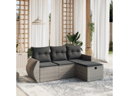 Conjunto de sofá de jardim de 4 peças com almofadas de assento, sofá de sala de estar, linda casa