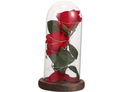Rosa Vermelha De Seda Com Luzes Led E Base De Vidro Para Decoração De Casamento.