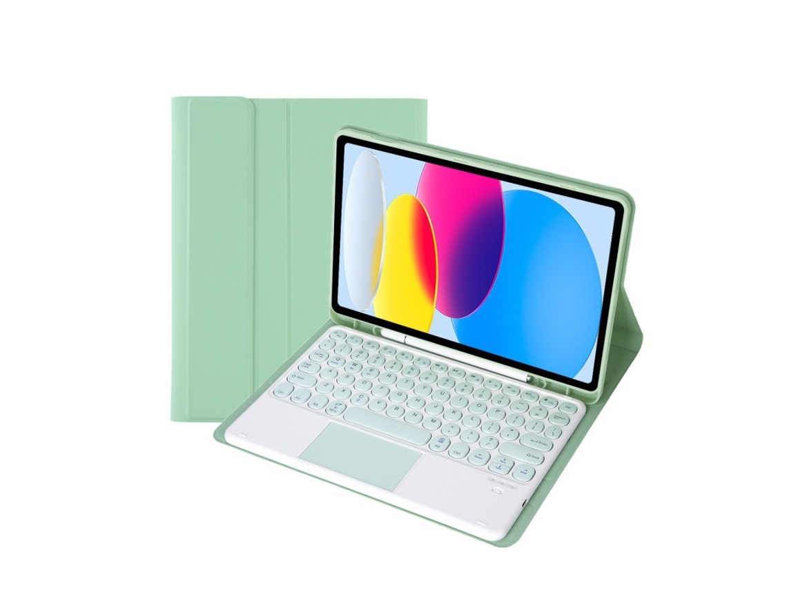 Capa De Teclado Bluetooth Fwinl Para Apple Ipad Pro 9.7 Teclado Mágico Com Teclas Redondas Português Verde Claro