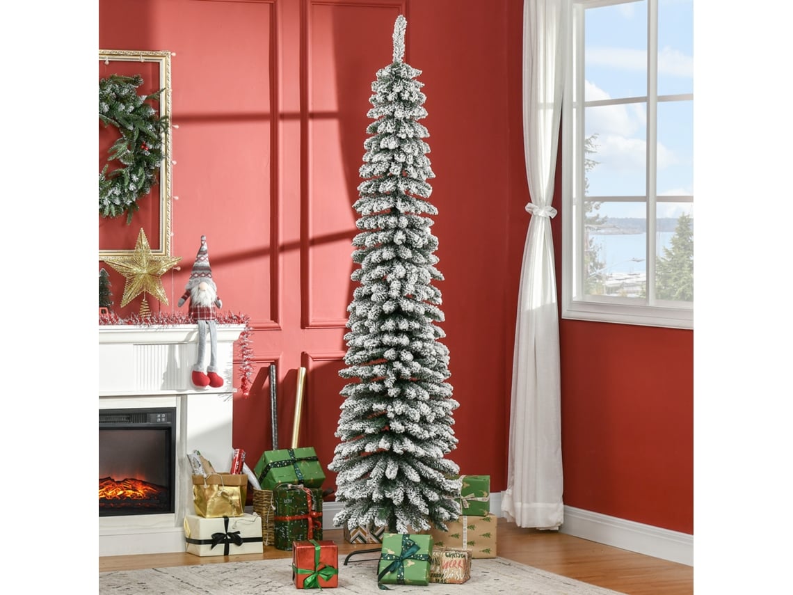 Árvore De Natal Artificial 210cm Com Neve Ignífugo Com 490 Ramos Verde