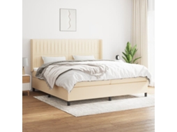 Vidaxl Cama Com Molas/colchão 200x200 Cm Tecido Cor Creme