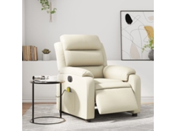 Vidaxl Poltrona Massagens Reclinável Elétrica Couro Artificial Creme