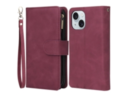 Capa Para Iphone 15 Plus Pele Sintética Com Porta-cartões Vermelho