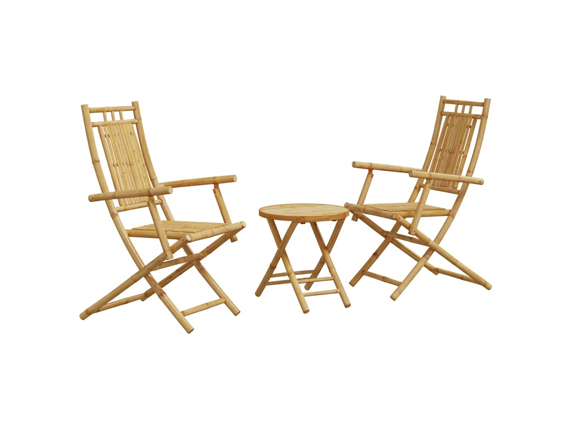 Conjunto 1 Conjunto De Bistrô Vidaxl Marrom Bambu