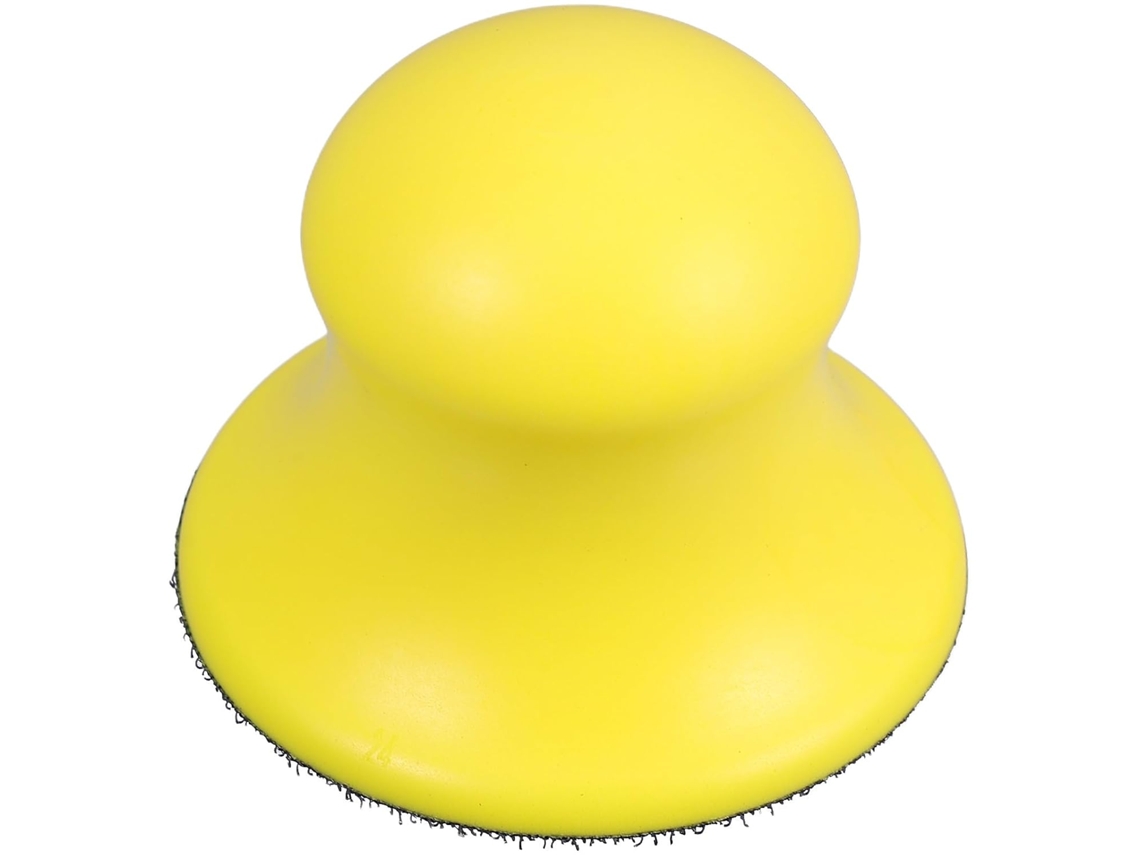 Bloco De Lixa Manual Redondo De 73 Mm (3 Polegadas) Em Pu Amarelo | Espuma Autoadesiva