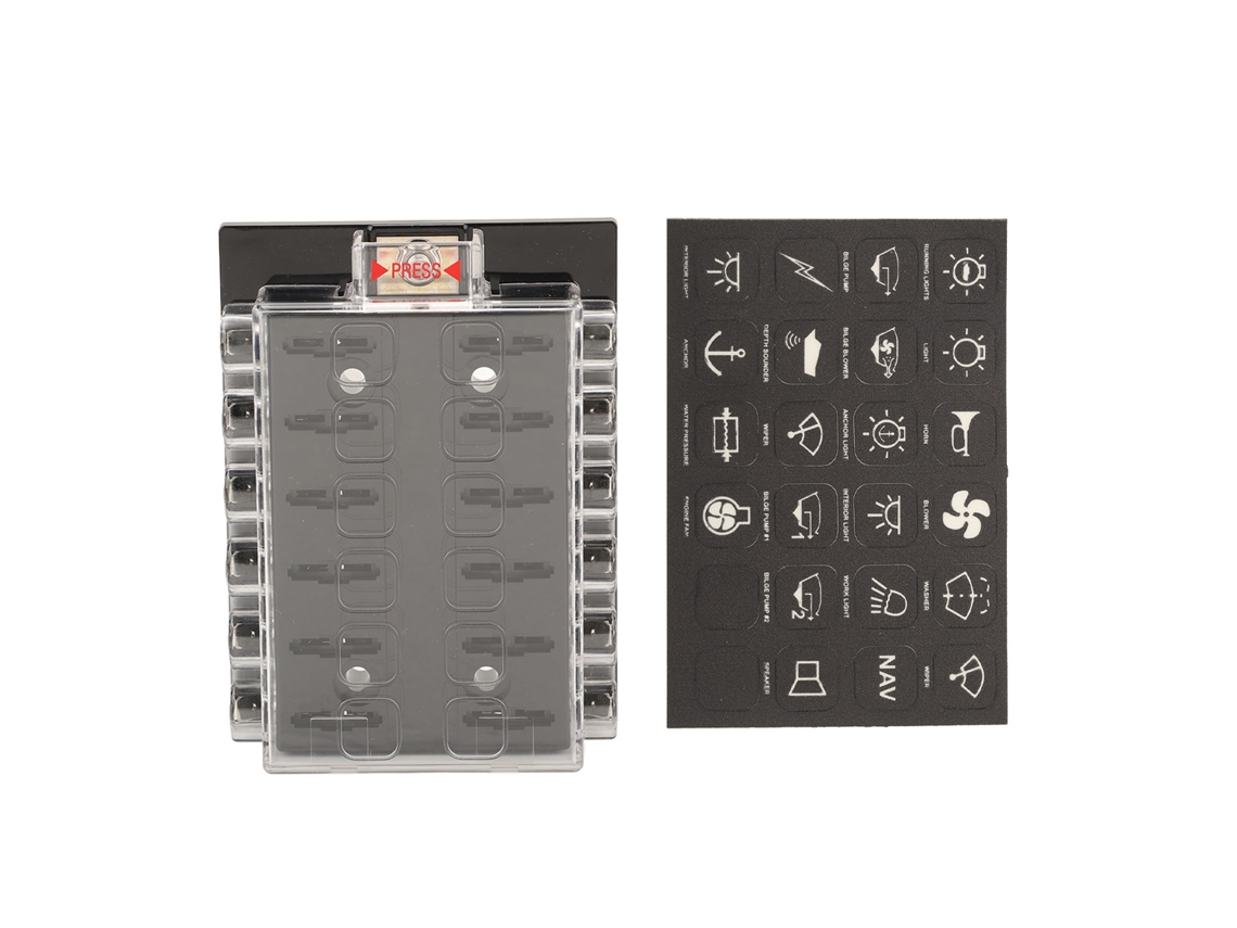 Caja de Fusíveis de Lâmina ATC ATO para Barco, Veículo, RV, Coche, Remolque 12 36Vdc 12 Vias