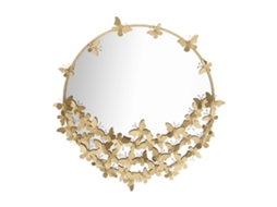 Espelho de parede redondo dourado com bolhas decorativas borboleta M Mauro Ferretti