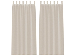 Conjunto 2 Cortina De Voile Vidaxl Bege Poliéster (245 X 140 Cm)