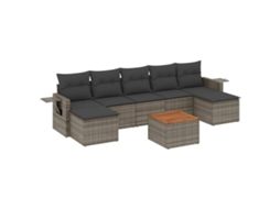 Conjunto de 8 Sofás de Jardim com Almofadões Vime Pe Cinzento MAISON EXCLUSIVE (8 pcs)