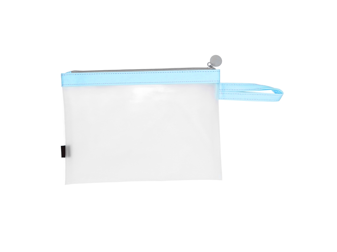 Bolsa De Archivo Com Cremallera A4 Transparente Impermeável Material Mate Para Escritório Azul