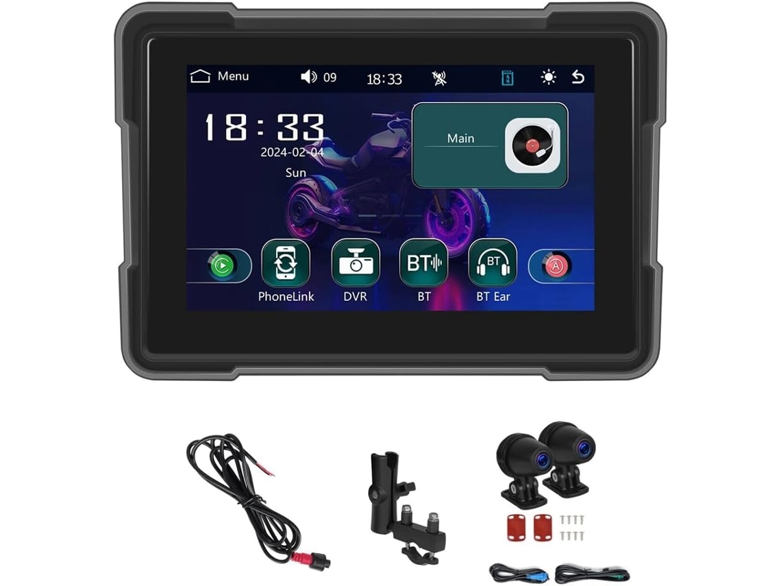 Câmera Dvr Portátil De 5 Polegadas Com Carplay, Android Auto E Reprodutor Inteligente Para Motocicletas, À Prova D'água E Com Tela Sensível Ao Toque.
