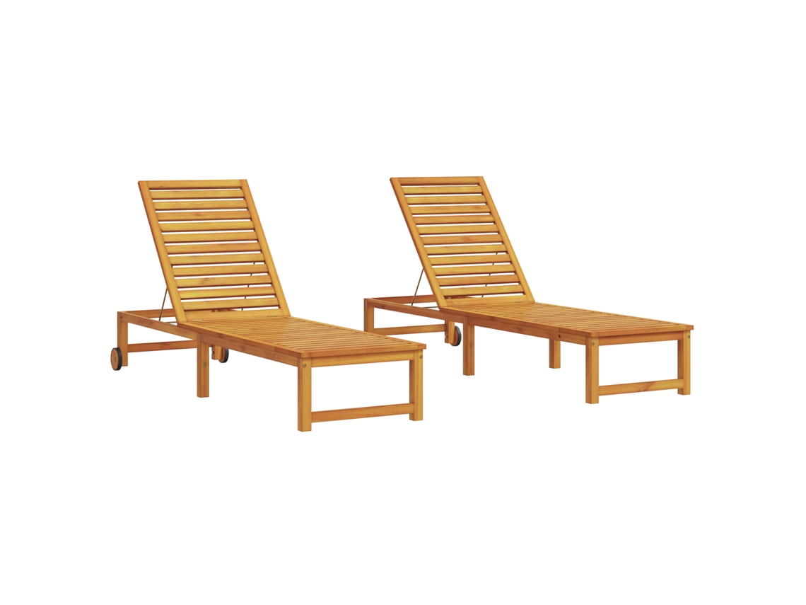 Conjunto 2 Espreguiçadeira Vidaxl Castanho Madeira De Acácia Maciça (202 X 53 X 89 Cm)