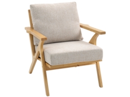 Poltrona lounge escandinava em tecido de linho com almofadas e pernas de borracha 76x87x88 cm bege S/MARCA