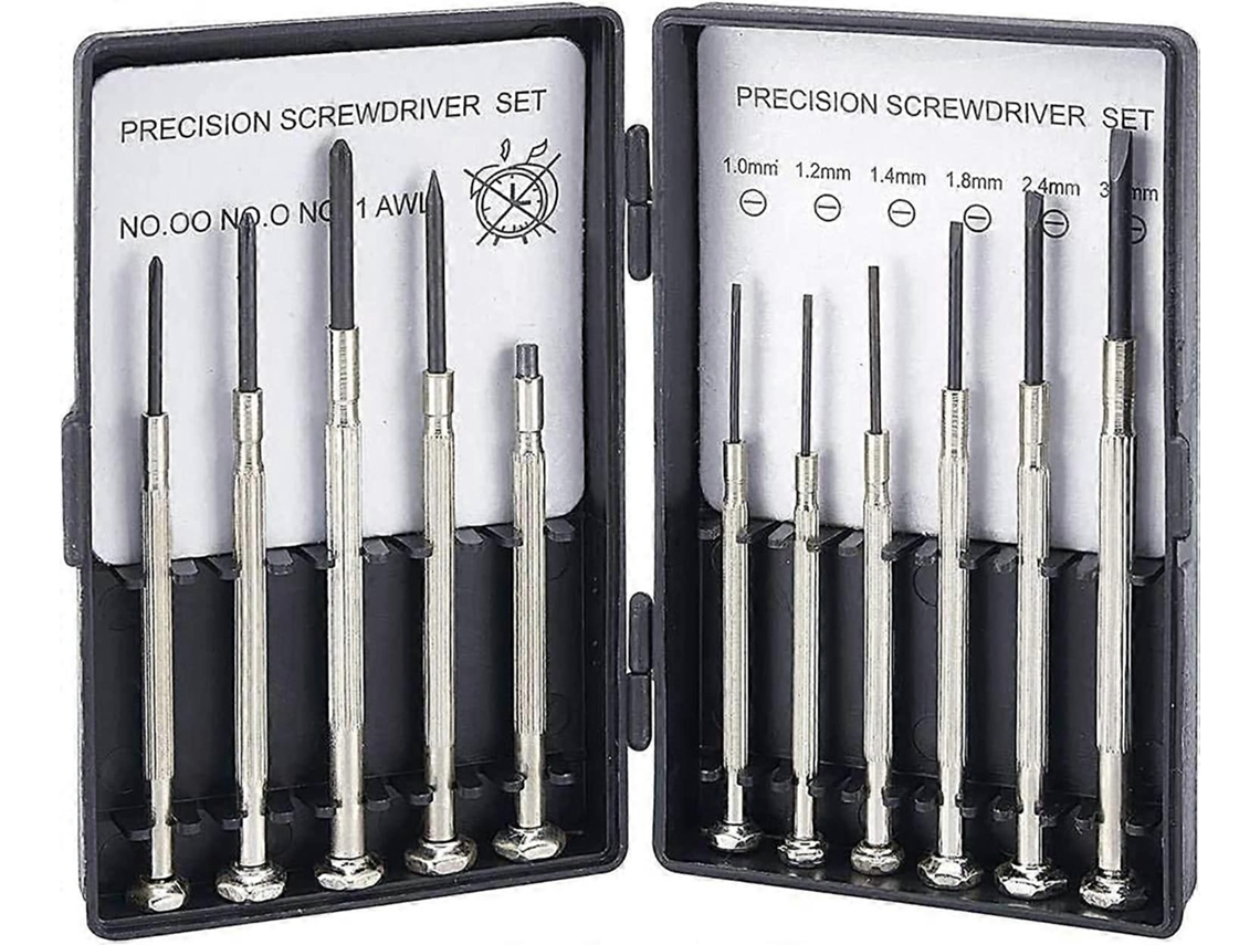 Conjunto de Chaves de Fenda Mecânicas de Precisão com 11 Peças para Relojeiros, Modeladores, Laptops, Telefones Móveis e Óculos