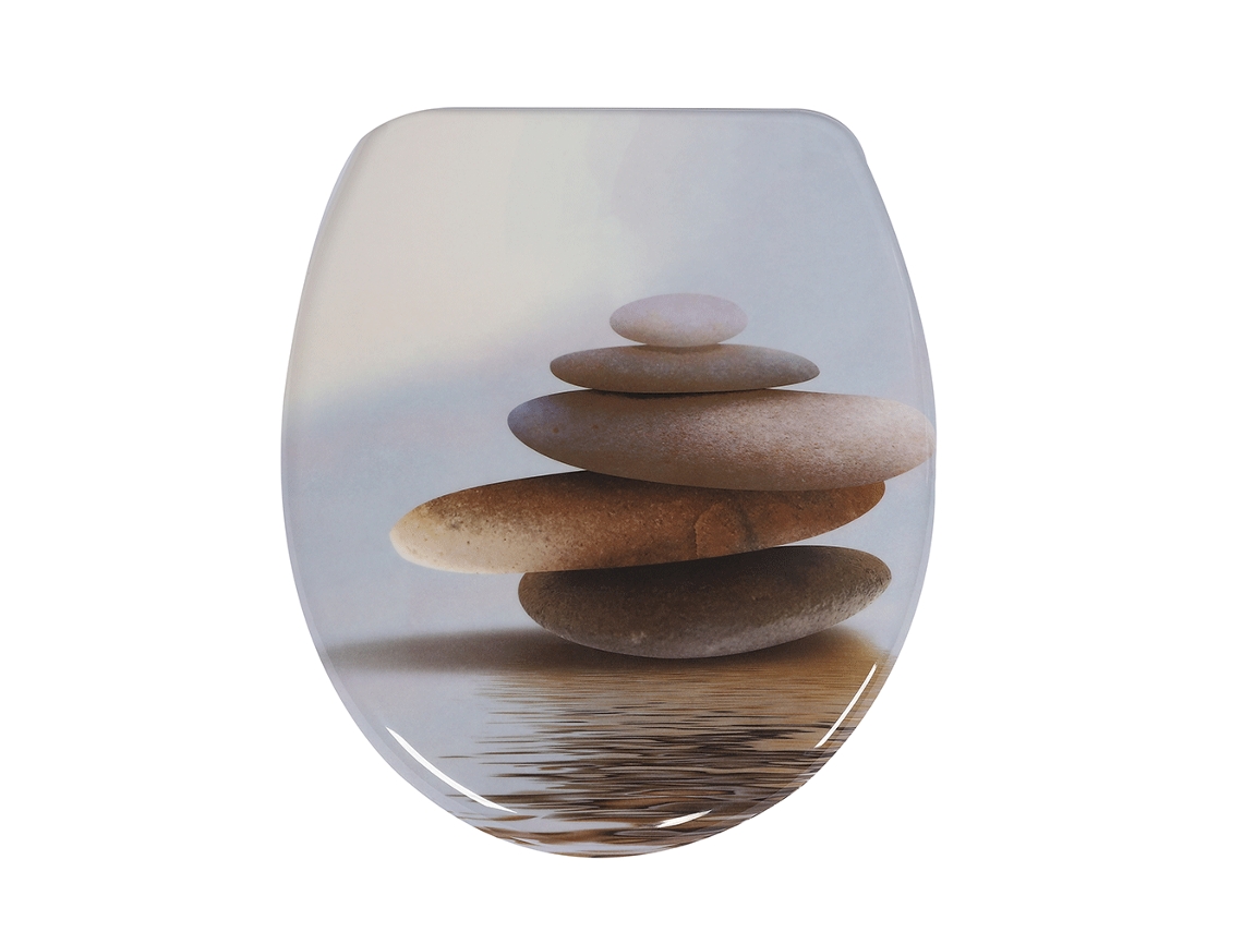 Assento Sanitário Oval Homseat Duroplast Com Mecanismo De Fechamento Suave, Na Cor Pedra Zen.