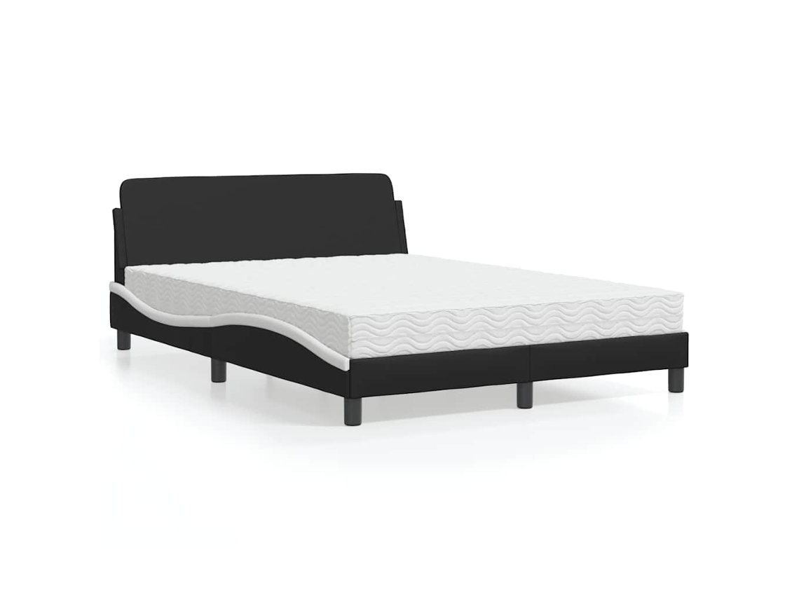 Vidaxl Cama Com Colchão Dover 140x190 Cm Couro Artificial Preto
