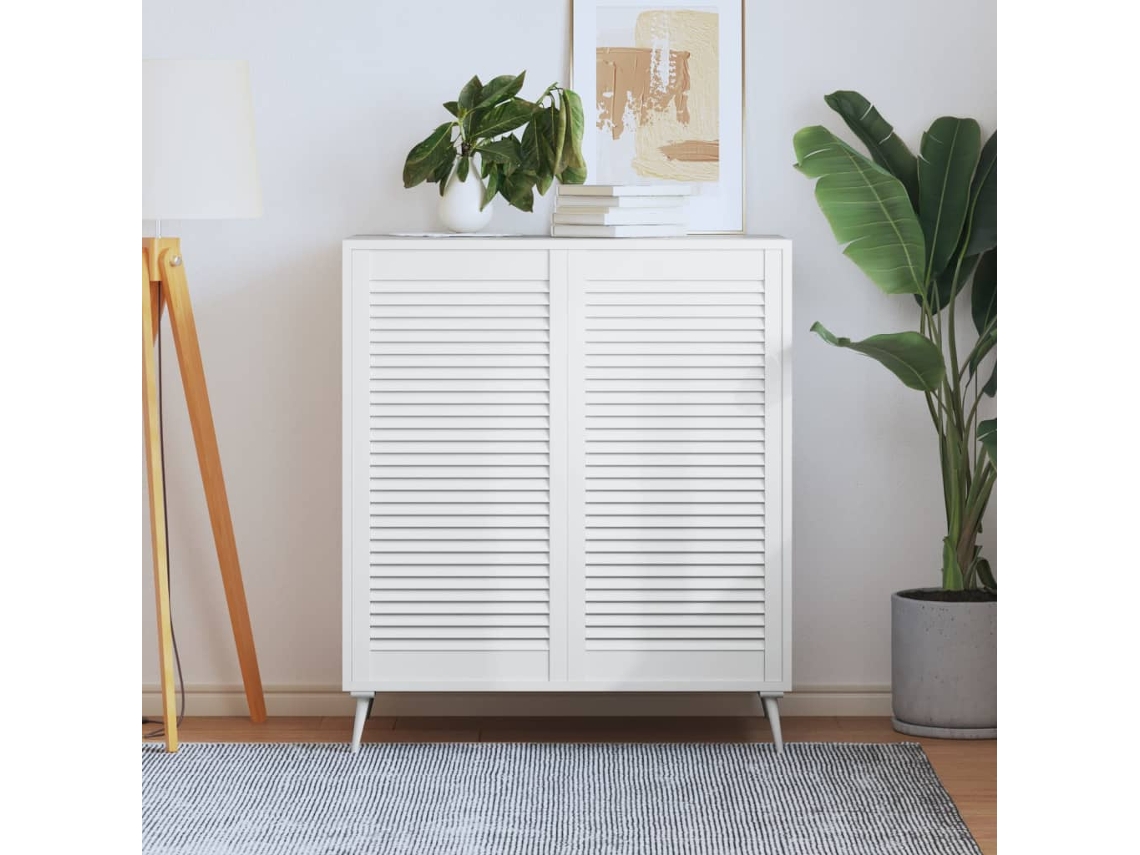 Vidaxl Portas De Armário 2 Pcs Design De Persiana Pinho Maciço Branco