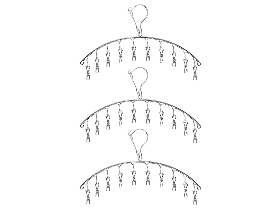 3 Pack Perchero De Secado De Ropa De Acero Inoxidable Con 10 Pinzas