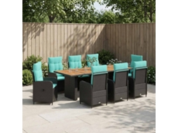 Vidaxl Conjunto De Jantar Para Exterior 9 Unid. Preto E Turquesa