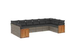 Conjunto de 10 Sofás de Jardim com Almofadões Vime Pe Cinzento MAISON EXCLUSIVE