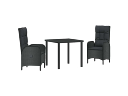 Maison Exclusive - Conjunto De Jantar Para Jardim Com Almofada 3 Pcs Preto Vime Pe