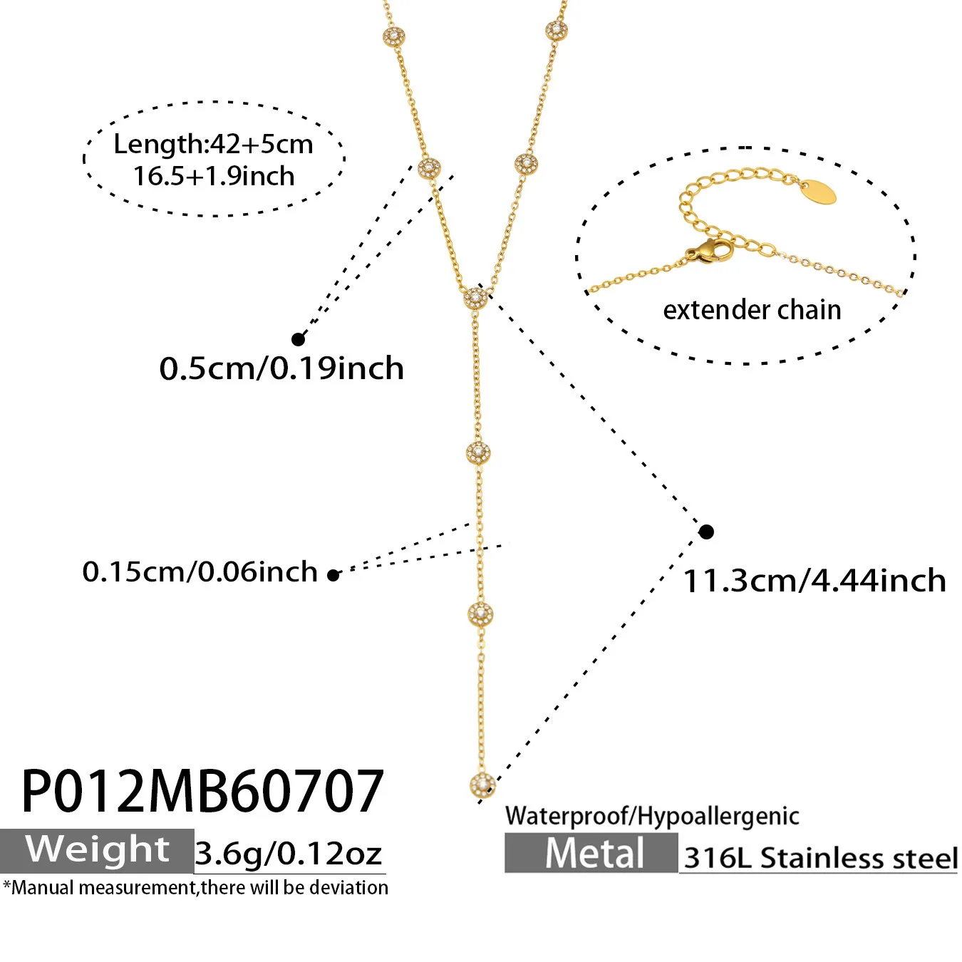 Colar Com Pingente Em Forma De Gota Em Y Feito De Zircônia, Banhado A Ouro Para Um Visual Luxuoso.