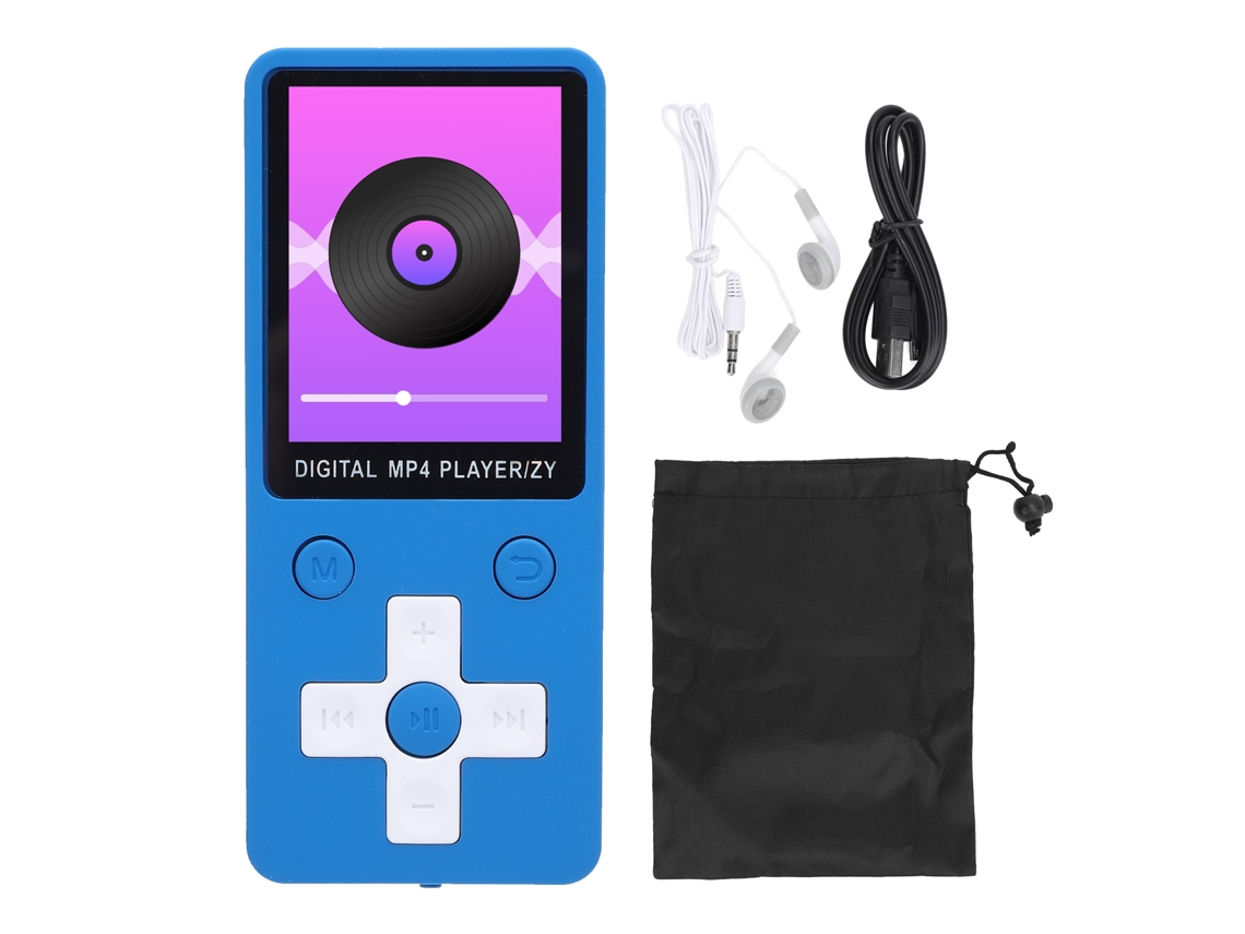 Reprodutor MP3 Bluetooth 5.0 Tela 1.8 Polegadas Som Hi Fi Portátil para Esportes Azul