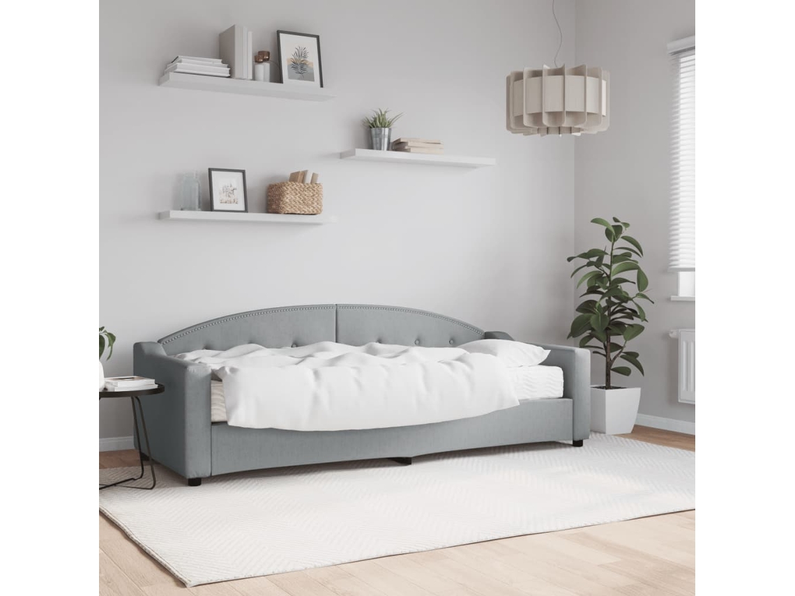 Vidaxl Sofá-cama Com Colchão 80x200 Cm Tecido Cinzento-claro