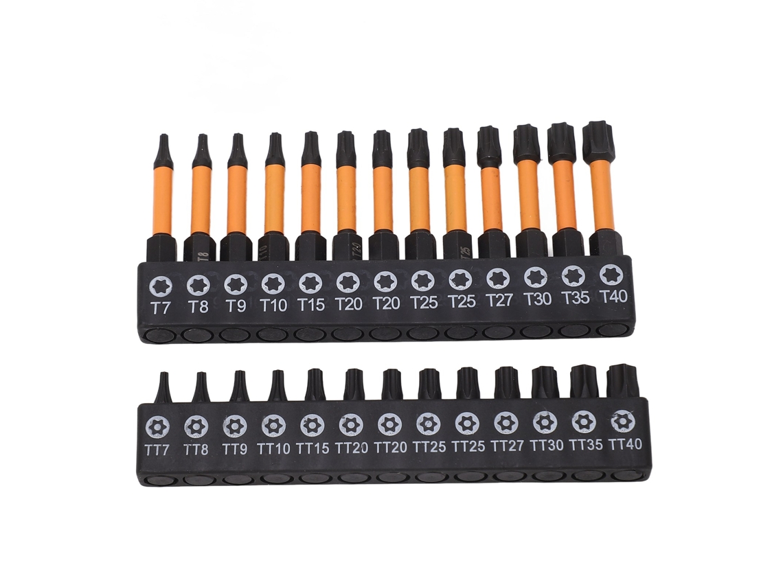 Conjunto de 26 Pontas de Chave Fenda Estrela aço S2 com haste hexagonal 1/4 para manutenção S/MARCA