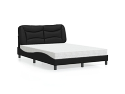 Vidaxl Cama Com Colchão Hvar 120x200 Cm Couro Artificial Preto