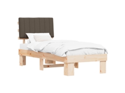 Estrutura de Cama com Cabeceira Estofada em Cinzento Acastanhado MAISON EXCLUSIVE
