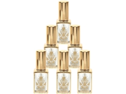 Conjunto De 5 Frascos De Perfume Vintage Recarregáveis Em Vidro Dourado De 10ml, Práticos E Funcionais.