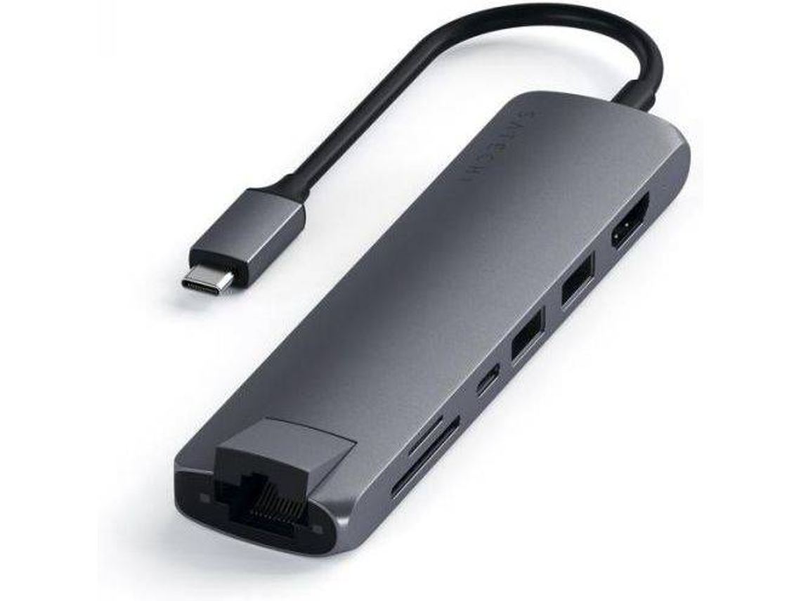 Hub SATECHI Usb-C Slim Ethernet Cinzento